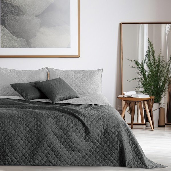 DecoKing Axel Charcoal Silver Grey dvipusis mikropluošto užtiesalas, 170 x 270 cm-image-1