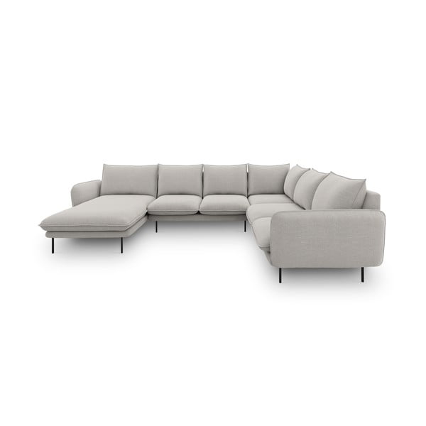 Šviesiai pilkos spalvos U formos sofa Cosmopolitan Design Vienna, kampas dešinėje