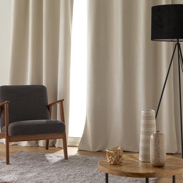 Smėlio spalvos iš velveto užuolaida 140x260 cm Olympe – douceur d'intérieur-image-1