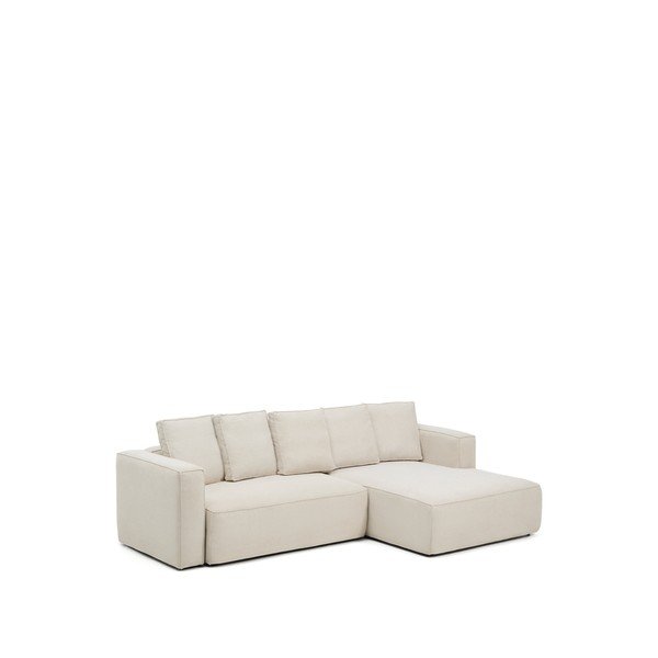 Smėlio spalvos sulankstoma kampinė sofa iš šenilinio audinio (su dešiniuoju kampu/su gultu) Marela – Kave Home-image-2