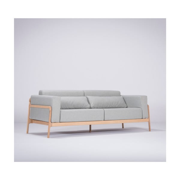 Mėlynai pilka sofa su ąžuolo konstrukcija Gazzda Fawn, 210 cm-image-1