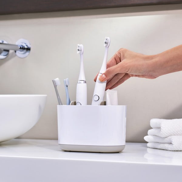 Iš plastiko dantų šepetėlio indas baltos spalvos Duo – Joseph Joseph-image-1