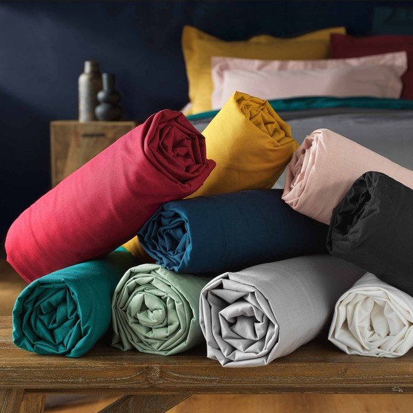 Žalios spalvos iš medvilnės paklodė su guma 90x190 cm Lina – douceur d'intérieur-image-4