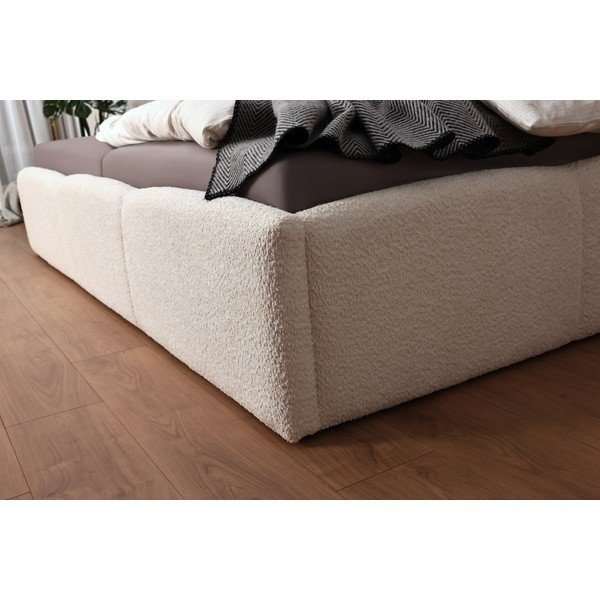 Dramblio kaulo spalvos dvigulė lova audiniu dengta be grotelių 200x240 cm Merida – Meise Möbel-image-3