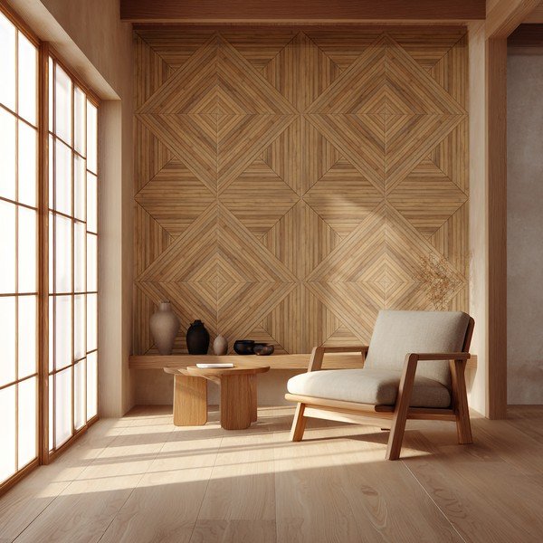 Iš tekstilės akustinės plokštės 2 vnt. 60x60 cm Light Timber II – Styler-image-1