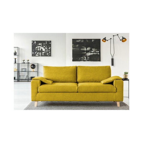 Geltonos spalvos trivietė sofa Cosmopolitan design Caracas-image-3