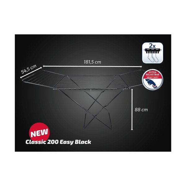 Juodos spalvos skalbinių džiovykla 20 m Classic 200 Easy – LEIFHEIT-image-2
