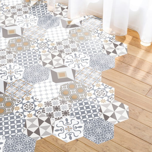10 vandeniui atsparių grindų lipdukų rinkinys Ambiance Hexagons-image-3