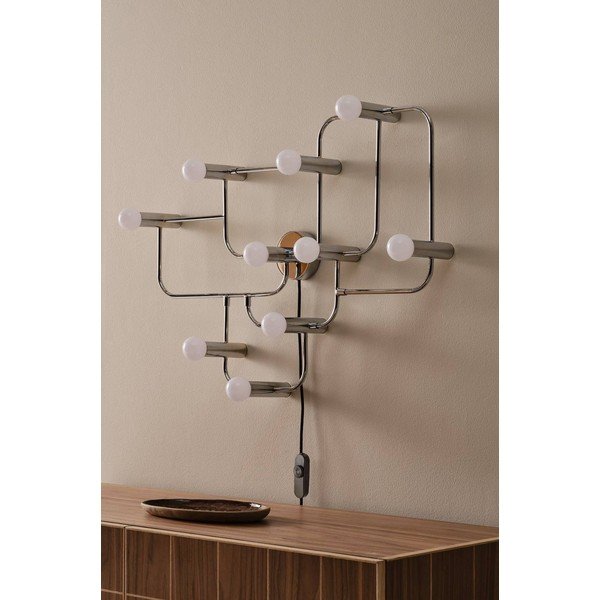 Baltos spalvos/blizgios sidabrinės spalvos iš metalo sieninė lempa su pritemdymo funkcija su kištuku Geometric – Jotex-image-2