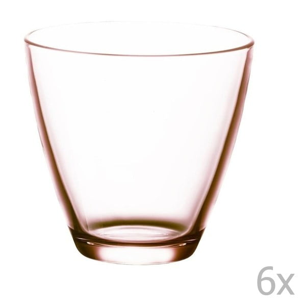 6 rožinių stiklinių vandeniui rinkinys "Bitz Fluidum", 260 ml