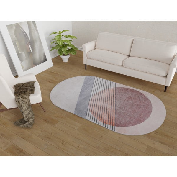 Skalbiamas kilimas šviesiai rožinės spalvos/šviesiai pilkos spalvos 80x120 cm Oval – Vitaus-image-1