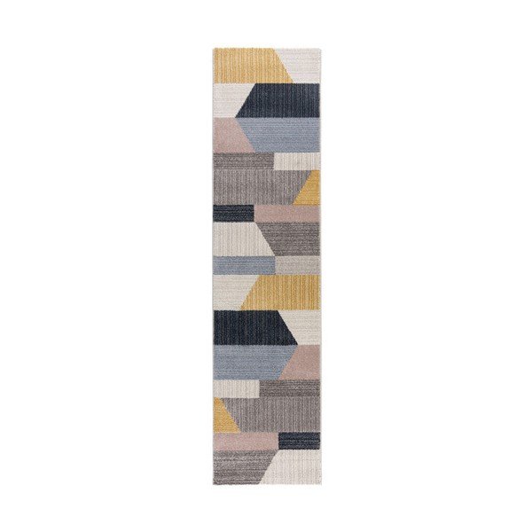 Pilkos ir geltonos spalvos kilimas "Flair Rugs Barrio", 60 x 230 cm
