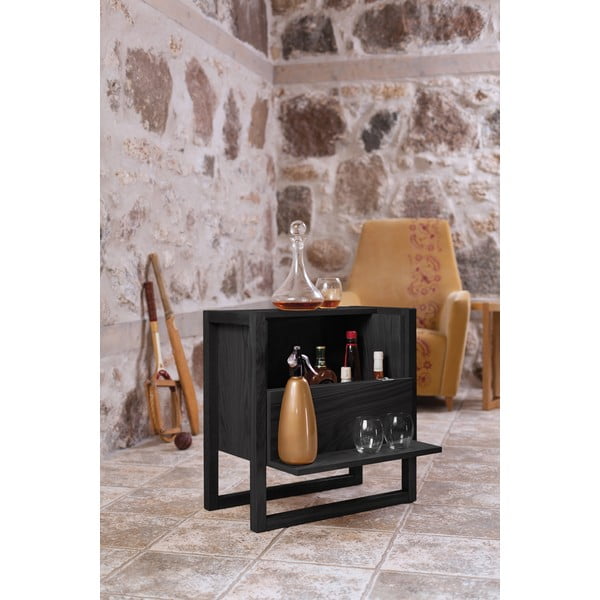 Juodos spalvos vyno spintelė pagaminta iš ąžuolo 59x60 cm NewEst - Woodman-image-1