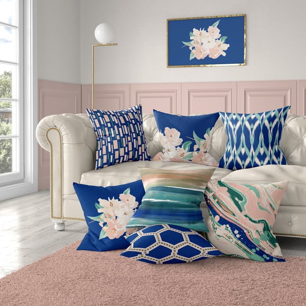 Mėlynos ir rožinės spalvos užvalkalas Mike & Co. NEW YORK Medaus meniškas, 43 x 43 cm-image-2