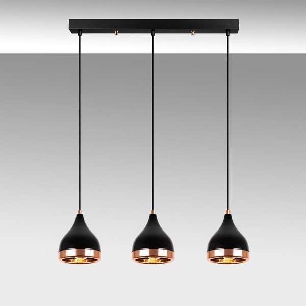 Kabantis šviestuvas juodos spalvos/vario spalvos su metaliniu gaubtu Yildo – Opviq lights-image-2