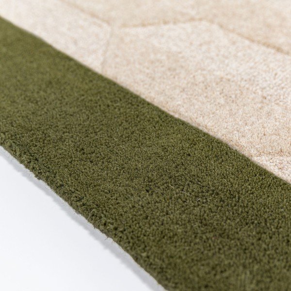 Rankų darbo žalios spalvos/natūralios spalvos iš vilnos kilimas 60x230 cm Apex Border Wool – Flair Rugs-image-2