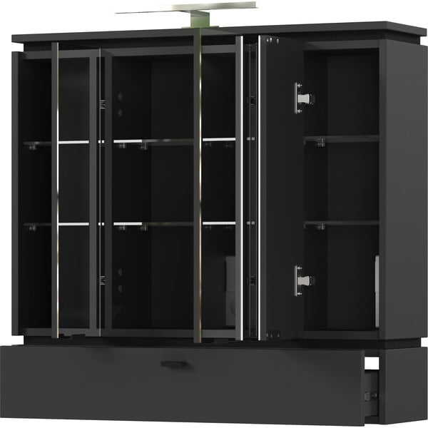 Antracito spalvos vonios kambario spintelė su veidrodžiu ir apšvietimu 79x80 cm Modesto - Germania-image-2