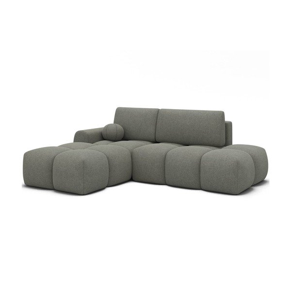 Žalios spalvos sulankstoma/su sandėliavimo vieta kampinė sofa iš boucle (su kairiuoju kampu/su gultu) Vittario – ELTAP