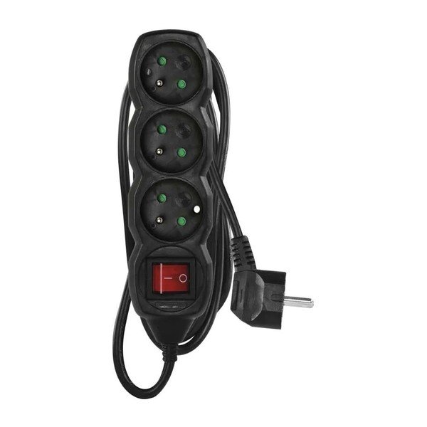 Juodas ilgintuvas su 3 lizdais ir jungikliu EMOS, 3m-image-3