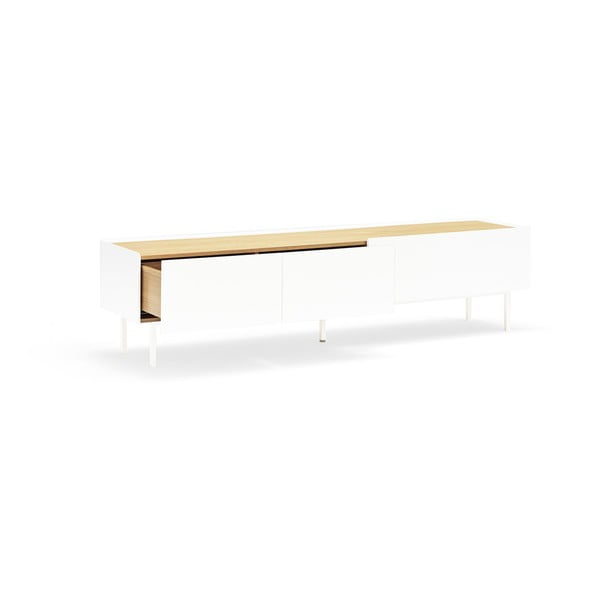 TV spintelė baltos spalvos/natūralios spalvos iš ąžuolo 180x45 cm Arista – Teulat-image-4