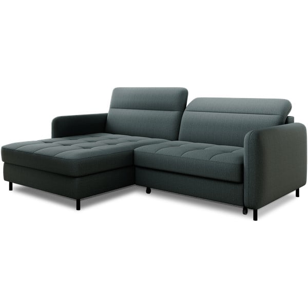 Pilkai žalios spalvos iš velveto sulankstoma/su sandėliavimo vieta kampinė sofa (su kairiuoju kampu/su gultu) Gomsi – ELTAP-image-2