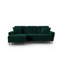 Žalios spalvos iš velveto sulankstoma/su sandėliavimo vieta kampinė sofa (su kairiuoju kampu/su gultu) Kyoto – Cosmopolitan Design