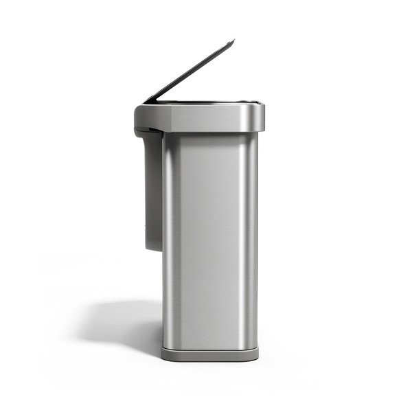 Sidabrinės spalvos iš plieno šiukšliadėžė 34+24 l rūšiavimui/bekontaktė Dual Sensor – simplehuman-image-4