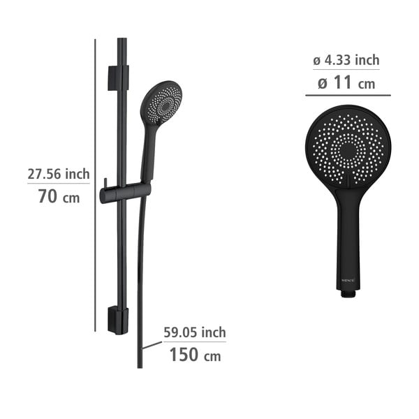 Juodas nerūdijančio plieno dušo rinkinys 70 cm Water Saving - Wenko-image-1