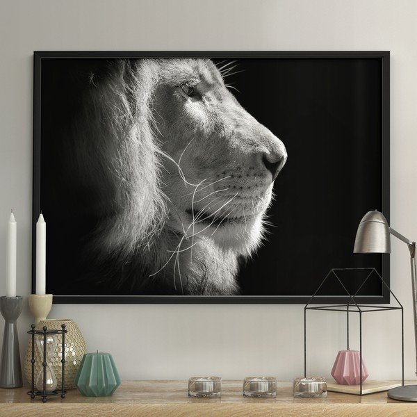 Juodai baltas plakatas DecoKing Liūtas Karalius, 100 x 70 cm-image-1