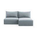 Mėlynos spalvos sulankstoma/su sandėliavimo vieta kampinė sofa iš velveto (su dešiniuoju kampu/su gultu) Kalena – Makamii