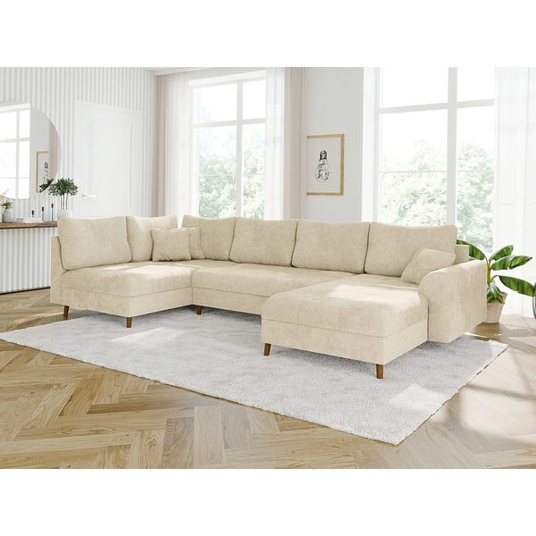 Smėlio spalvos kampinė sofa (su dešiniuoju kampu/„U“ formos) Ariella – Ropez-image-3