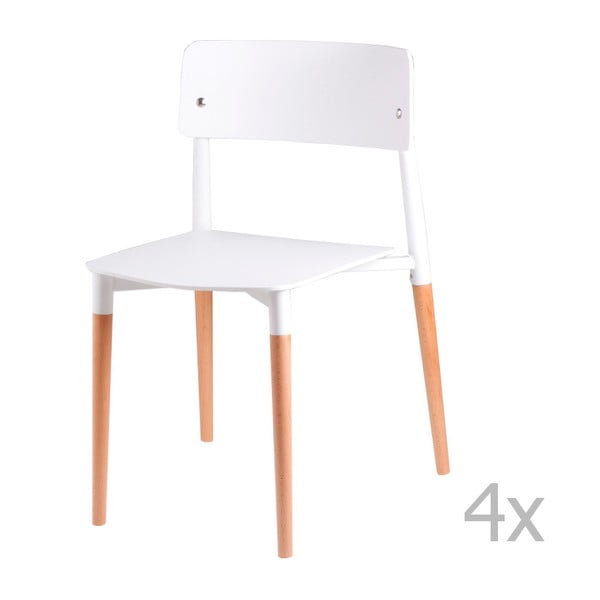 4 baltų valgomojo kėdžių su medinėmis kojomis rinkinys "sømcasa Claire