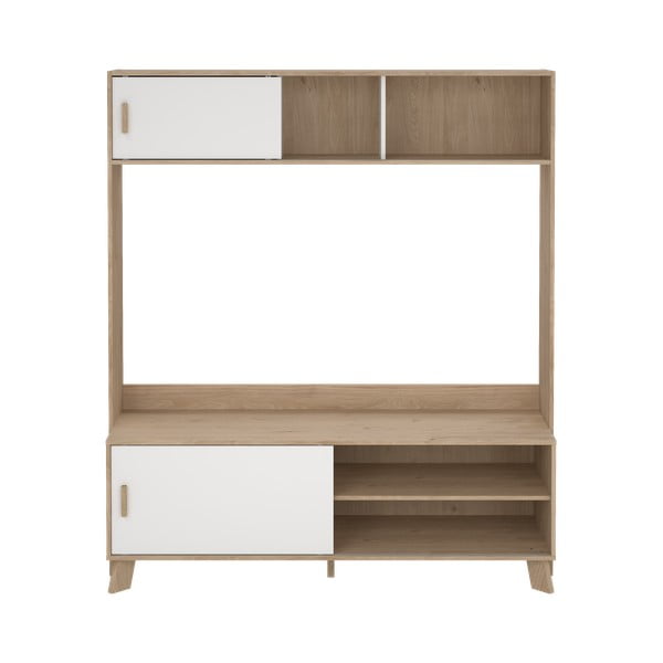 Baltos spalvos/natūralios spalvos TV spintelių komplektas iš ąžuolo 159x181x48 cm Ikast – Tvilum