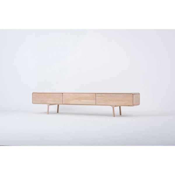 Ąžuolo masyvo TV komoda su 3 stalčiais Gazzda Fawn-image-2