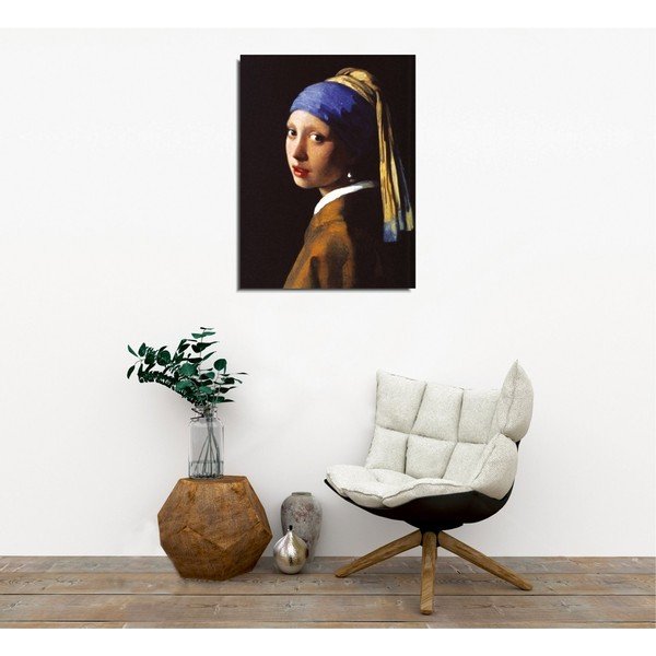 Sieninė reprodukcija ant drobės Johannes Vermeer The Girl with Pearl, 30 x 40 cm-image-1