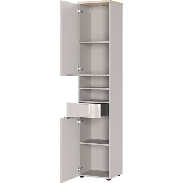 Kreminės spalvos blizgus aukšta/siaura vonios daiktadėžė 39x190 cm Tavira – Germania-image-3