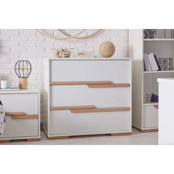 Balta vaikiška komoda su 3 stalčiais Pinio Snap-image-1