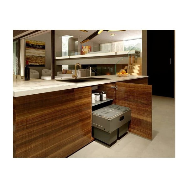 Šiukšliadėžė iš plastiko pilkos spalvos rūšiavimui/įmontuota 42 l Block U-Sink 2.0 – Elletipi-image-1