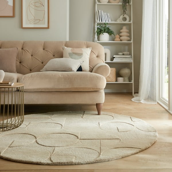 Smėlio spalvos vilnonis apvalus kilimas ø 160 cm Gigi - Flair Rugs-image-1