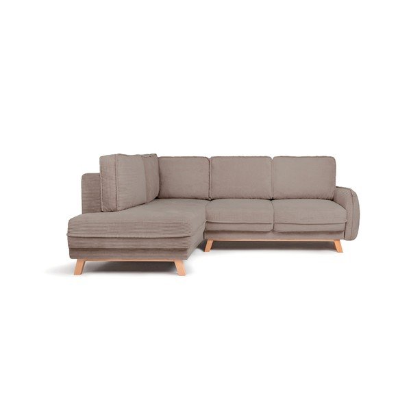 Taupe spalvos sulankstoma/su sandėliavimo vieta kampinė sofa iš kordinio velveto (su kairiuoju kampu/„L“ formos) Tori – Bonami Selection