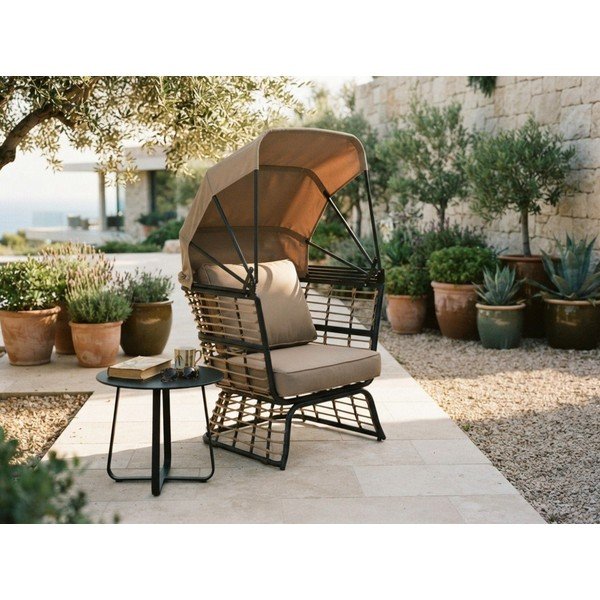Metalinis sodo krėslas smėlio spalvos Paros – Garden Pleasure-image-1
