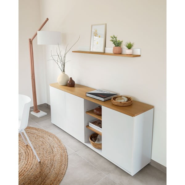 Baltos spalvos šoninė spintelė iš ąžuolo 180x75x36 cm Abilen – Kave Home-image-1
