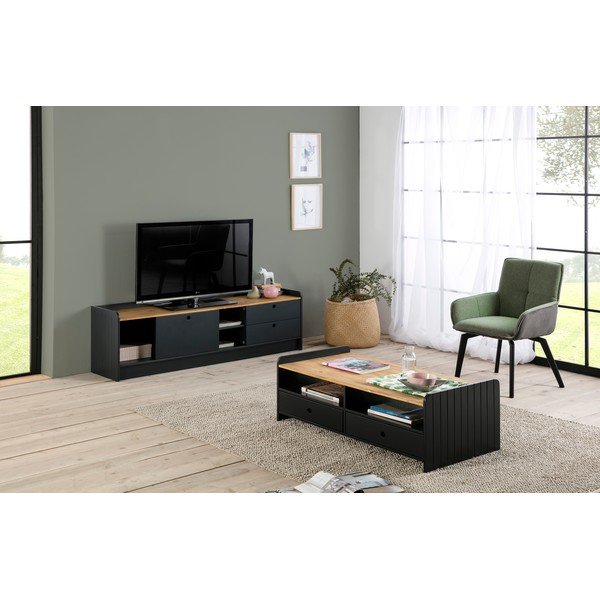 Pilkas žurnalinis staliukas su pušies medienos stalviršiu Marckeric Monte-image-4