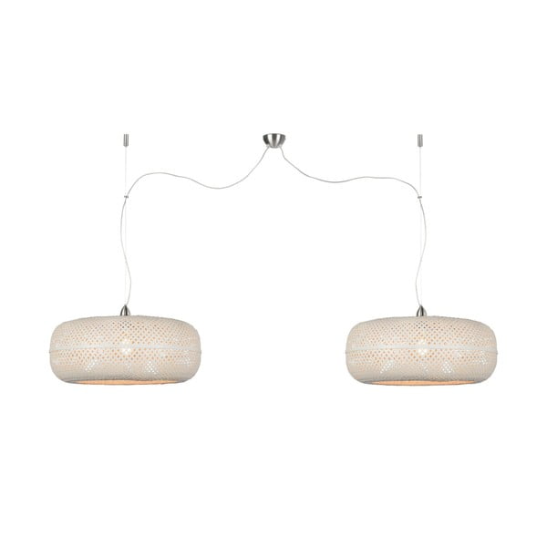 Baltas bambukinis dvigubas pakabinamas šviestuvas Good&Mojo Palawan