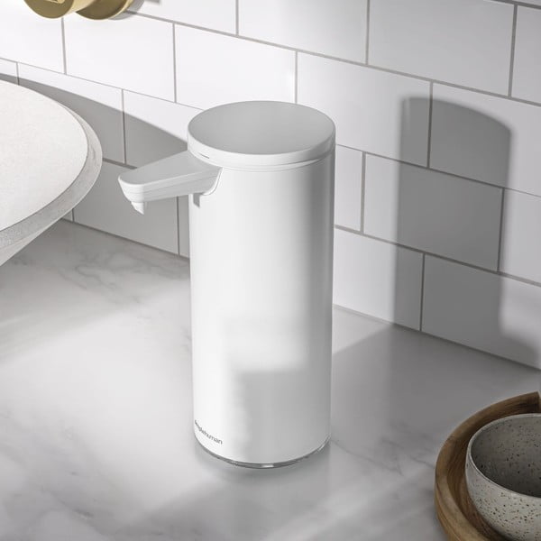 Automatinis iš metalo muilo dozatorius baltos spalvos 266 ml – simplehuman-image-1