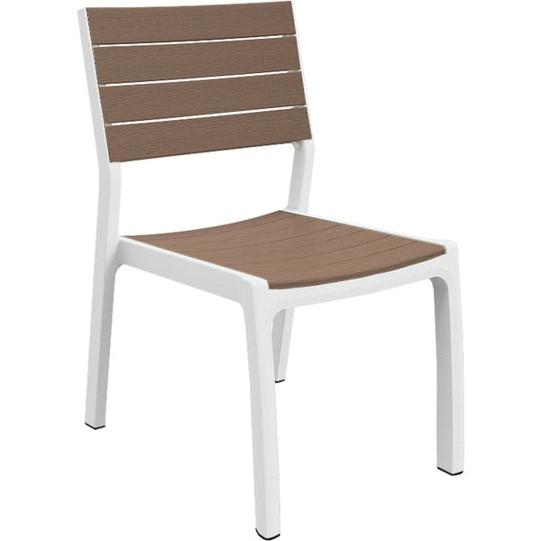 Plastikinė sodo kėdė baltos spalvos/rudos spalvos Harmony – Keter