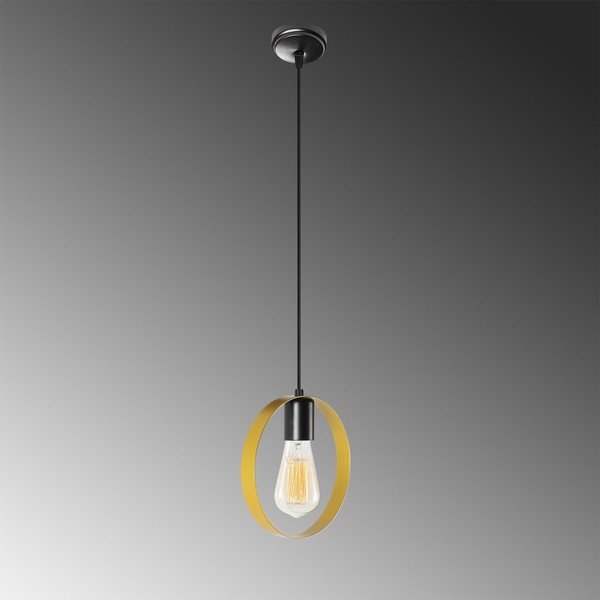 Juodo metalo pakabinamas aukso spalvos šviestuvas Opviq lights Simeon-image-1