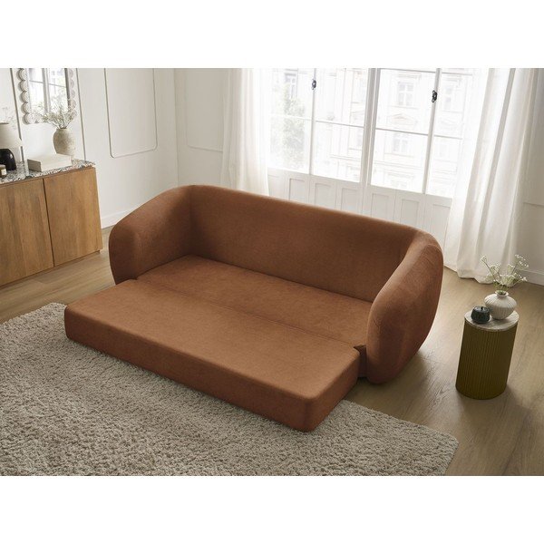 Oranžinės spalvos sulankstoma sofa iš šenilinio audinio 228 cm Neyo – Bobochic Paris-image-1