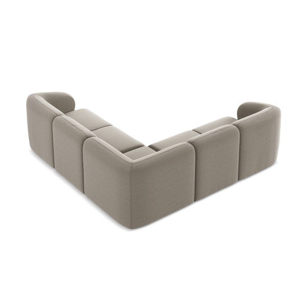 Šviesiai rudos spalvos kampinė sofa iš velveto Lani – Makamii-image-3