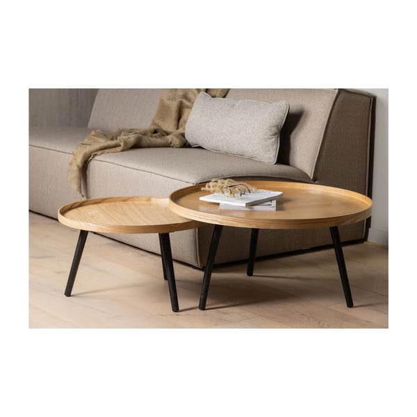 Smėlio ir juodos spalvos žurnalinis staliukas WOOOD Mesa, ø 60 cm-image-4